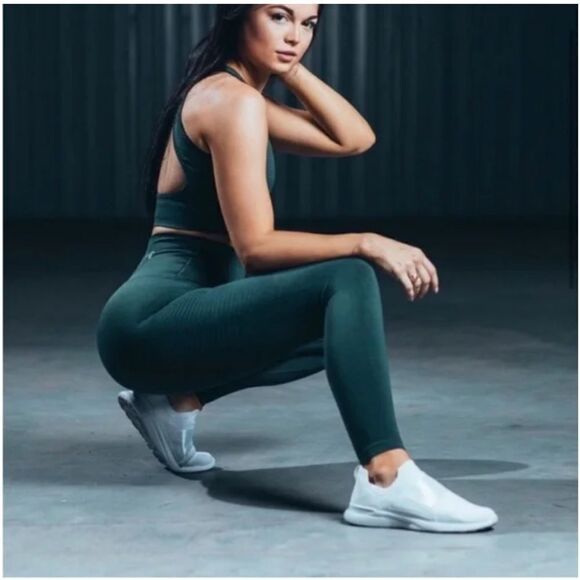 NWOT Alphalete Dark Forest Green Halo Athletic Contour Leggings in Urban Chic XS - Picture 4 of 8